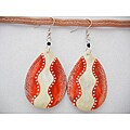 Cow Bone Orange Pear Drop Earrings (Kenya)