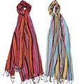 Striped Fringed Viscose Scarf (India)