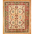 Afghani Hand-knotted Beige/ Green Oushak Wool Rug (8' x 9'10)