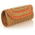 Fabric and Antique Embroidery with Coral Stones Patna Clutch (India)