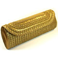Hand-embroidered Fabric Goldtone Patina Clutch (India)