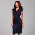 London Times Women's Mood Indigo Ruffle Ruche Dress