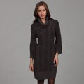 London Times Women's Grey/ Black Cowl Neck Sweater Dress FINAL SALE