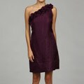 London Times Women's Ruffled One-shoulder Trapeze Dress