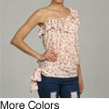 Elan Women's Floral One-shoulder Ruffle Top