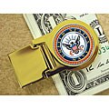 American Coin Treasures Goldtone Navy Washington Quarter Money Clip