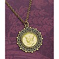 American Coin Treasures Mercury Dime Antique Goldtone Beaded Necklace