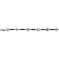 Sterling Silver Created Blue Opal Nautical Theme Bracelet