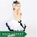 Headbandz White and Black Tutu/ Headband/ Bow 3-piece Set