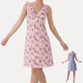 Women's Pink Floral Ruffled Chemise Nightgown
