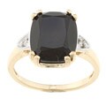 10k Yellow Gold Onyx and Diamond Accent Ring