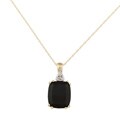10k Yellow Gold Onyx and Diamond Accent Necklace