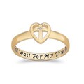 18k Gold over Sterling Silver Diamond Accent Purity Cross Ring
