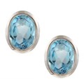 Sterling Silver Oval-cut Blue Topaz Earrings