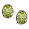 Sterling Silver Oval-cut Peridot Earrings