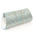 Fabric and Two-tone Embroidery Blue Clutch (India)