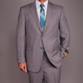 Bertolini Men's Light Gray Wool/Silk Blend 2-button Suit