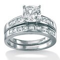 Ultimate CZ Platinum over Silver Cubic Zirconia 2-piece Ring Set