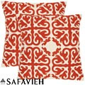 Morrocan 18-inch Embroidered White/ Orange Decorative Pillows (Set of 2)