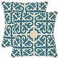 Morrocan 18-inch Embroidered Blue Decorative Pillows (Set of 2)