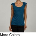 Cable & Gauge Women's Raglan Ruffled Short Sleeve Top