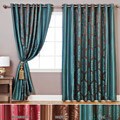 Wide Width Damask Jacquard Grommet 84-inch Curtain Pair