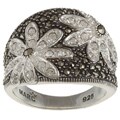 MARC Sterling Silver White Crystal and Marcasite Flower Ring