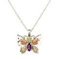 Black Hills Gold over Silver Peridot and Amethyst Butterfly Necklace