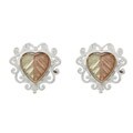 Black Hills Gold over Silver Filigree Heart Stud Earrings