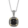Sterling Silver Onyx and Marcasite Square Necklace