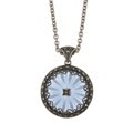 MARC Sterling Silver Blue Sunray Crystal and Marcasite Necklace