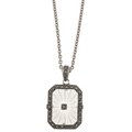 MARC Sterling Silver Rectangle Sunray Crystal and Marcasite Necklace