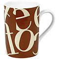 Konitz Script Collage Beige/ Brown Mugs (Set of 4)