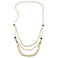 Charming Life Goldtone Black Onyx Multilayer Necklace