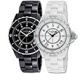 Akribos XXIV Women's Quartz Date Midsize Ceramic Bracelet Watch