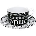 Konitz Cappucinos Writing On Black Cup/ Saucer (Set of 4)