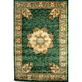 Hand-knotted 'Oceans of Time' Green Wool Rug (9' x 12')