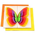 Set of 6 Lokta Paper 3D Orange Magic Butterflies Note Cards (Nepal)
