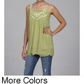 Second Skin Women's Crinkled Cotton Embellished Tunic T ank