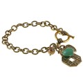 Charming Life Goldtone Aventurine Heart and Asian Coin Bracelet