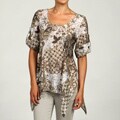 Ninety Women's Elbow Sleeve Shark Tail Blouse