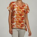 Ninety Women's Orange Woven Basic T-shirt