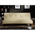 Bento Beige Faux Leather Mini Futon Sofa Bed