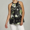 Vivienne Vivienne Tam Women's Sleeveless Shirred Neck Flare Top