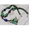 Silver Lapis Lazuli, Turquoise and Onyx Necklace (Afghanistan)
