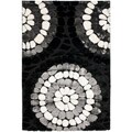 Hand-woven Silken Embossed Black Shag Rug (5'3 x 7'6)