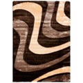 Hand-woven Silken Embossed Brown Shag Rug (4' x 6')