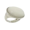 Silvertone White Jade Ring