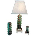 Green Melody Wood Bangle1-light Table Lamp, Vase and Candle Holder Set