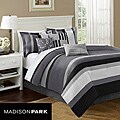 Madison Park Laurel Stripe Grey 7-piece Comforter Set